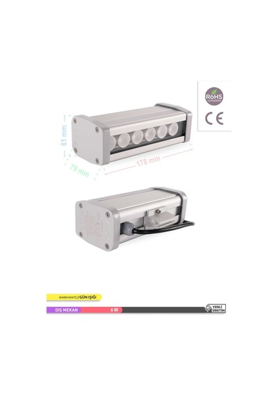 ACK LED Wallwasher 3000K Gün Işığı 6W 180mm Gün Işığı