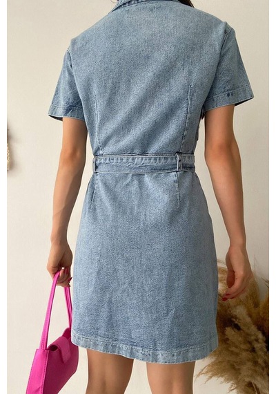 Noa & Noa Kadın Kemerli Düğmeli Denim Elbise Şehirli & Vücuda Oturan Stil Mavi Noa & Noa Kadın Kemerli Düğmeli Denim Elbise Şehirli & Vücuda Oturan Stil Mavi