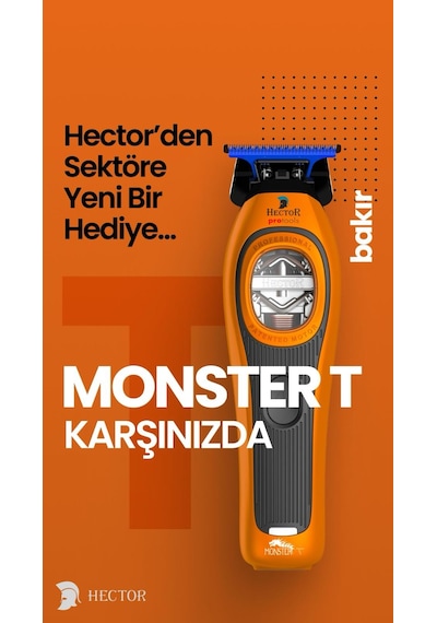 Hector Monster T - Profesyonel Sıfırlama Ve Sakal Kesim Makinesi - Turuncu