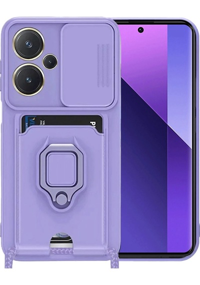 Redmi Note 13 Pro Plus Kılıf Zuma Kartvizitli Yüzüklü Silikon - Lila