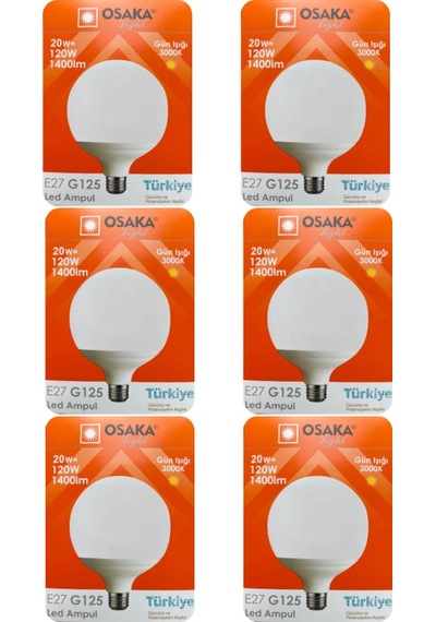 6 Adet 20w 120w 3000k Sarı Işık E27 Duylu Kalın Duy Glop Led Ampul