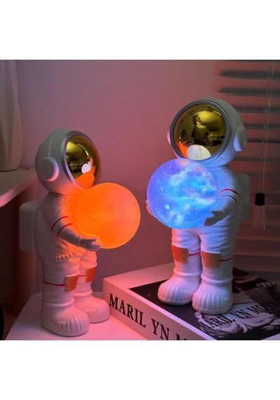 Çeşithane Astronot Planet Gece Lambası & Bluetooth Hoparlör - Kristal Küre Sarılma Tasarımlı, Renkli