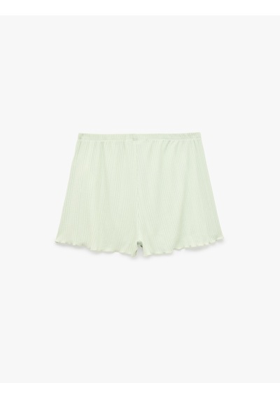 Koton Beli Lastikli Modal Kumaş Kaşkorse Şort Pijama Altı Yeşil 6slk80056mk