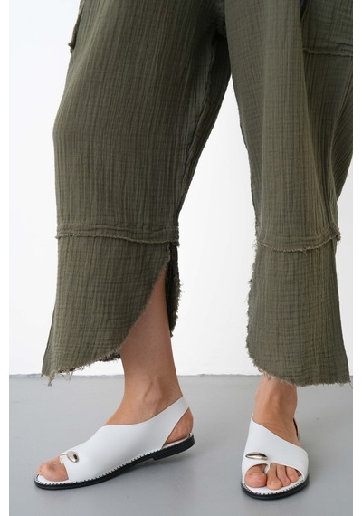 The Voler %100 Pamuk Müslin Şalvar Pantolon Kadın Yüksek Bel Oversize Rahat Kesim Cepli Siyah Yazlık Pantolon Haki The Voler %100 Pamuk Müslin Şalvar Pantolon Kadın Yüksek Bel Oversize Rahat Kesim Cepli Siyah Yazlık Pantolon Haki