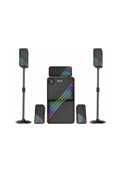 Hepu 175 Watt Hp-tv03 5+1 Ev Sinema Sistemi Bluetooth + Usb + Sd Kart + Aux + Kumandalı Rgb Tasarım