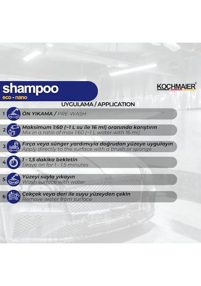 Nano Cilalı Oto Şampuanı 1:60 Konsantre Ph Nötr Seramik Kaplama Ve Ppf Uyumlu, Nano Teknoloji Lotus Etkisi, Kostiksiz Profesyonel Araç Yıkama Şampuanı 1 Litre