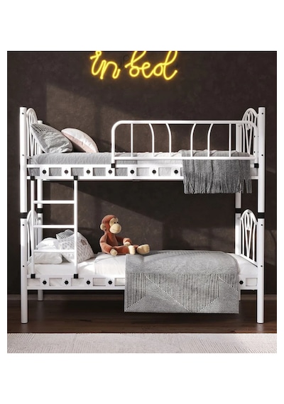 Missidea Orkide Dekoratif Metal Ranza & Karyola Seti Beyaz 90x190 Cm 90 x 190