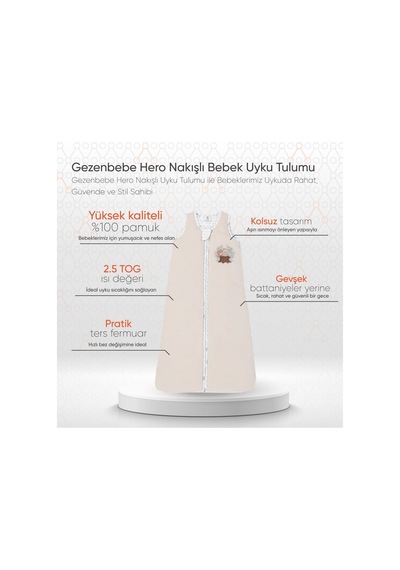 Hero Nakışlı Bebek Uyku Tulumu 90cm Teddy 90 Cm Çok Renkli