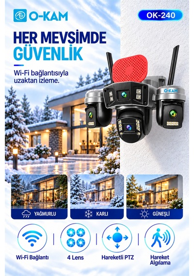 O-kam Ok-240 Premium W Wi-fi Sirenli Güvenlik Kamerası