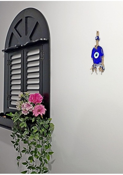 Cam Fatma Eli Nazarlıklı Halatlı Duvar Süsü 23x7cm