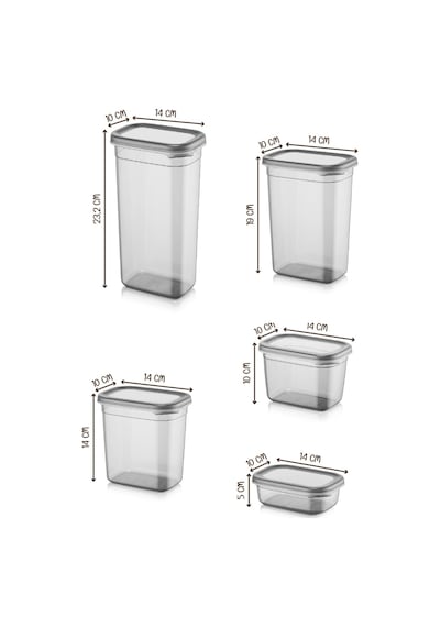 Vienev Peggy Serigrafi Etiketli Dikdörtgen Saklama Kabı Seti 6x 1.9 L + 1.5 L + 1.15 L + 0.8 L + 0.4 L 30'lu Çok Renkli
