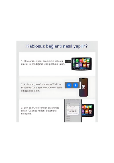 Araç İçi iOS Uyumlu Wireless Mini Carplay Adaptör Çevirici
