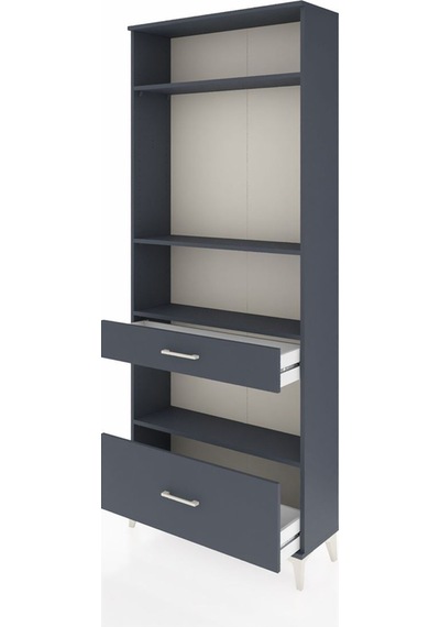 Arges Dolap 4 Raflı 2 Çekmeceli 88x30x221 Antrasit-antrasit Antrasit
