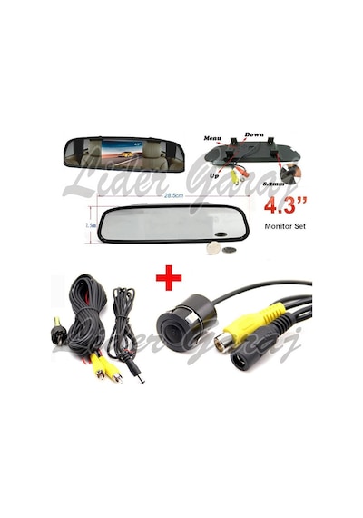 Kameralı Park Sensörü 4.3" Ekran Micro 18.5mm Hd Kamera