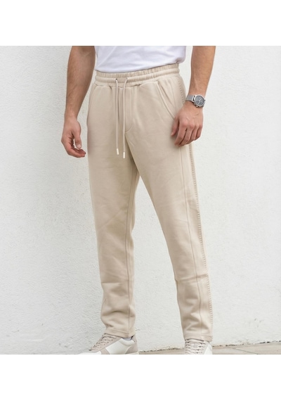 Plus Scorpion Erkek Slim Fit Pamuklu Eşofman Altı Bej