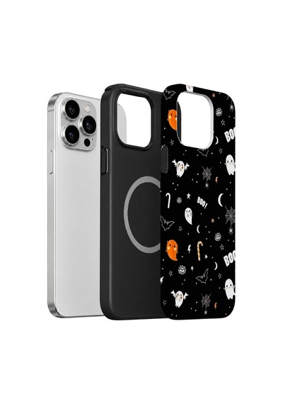 Velvoria Valestra Boo Ghost Doodle Apple iPhone Uyumlu 12 Pro Max Magsafe Koruma Kılıfı Valestra Magline - Boo Ghost Doodle