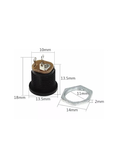 100 ADET IC-258 DC ŞASE 2.5MM YUVARLAK SOMUNLU 5.5X2.5mm