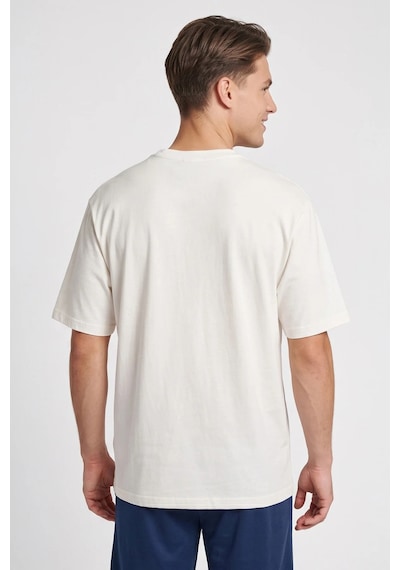 Hummel Oversize % 100 Pamuk Bisiklet Yaka T Shirt Erkek T Shirt 912433-9157 Ekru