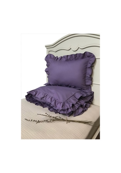 Fırfırlı Nevresim Takımı Lilac Tek Kişilik 2 Parça 160 X 220 Cm Lila