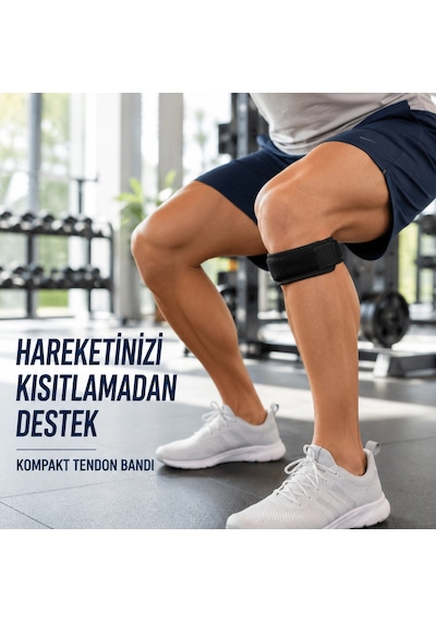 Diz Tendon Bandı Ayarlanabilir Cırtlı Sporcu Destek Bandı Siyah