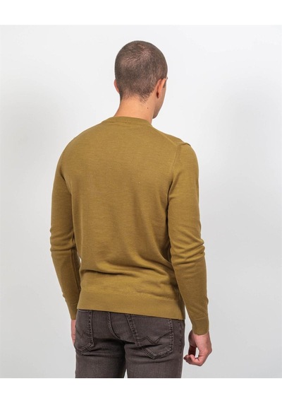 Erkek V Yaka Triko Slim Fit Pamuklu Kazak Ncs Jeans 3002-Hardal