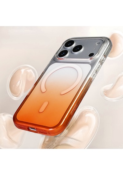 Apple Uyumlu iPhone 17 Pro Kılıf Kablosuz Şarj Özellikli Septik Silikon Kapak Turuncu