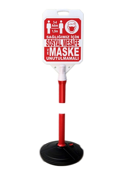 Sosyal Mesafe ve Make Takmayı Unutma Uyarı Bariyer Dubası