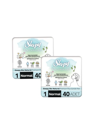 Sleepy Bio Natural Premium Plus Günlük Ped 40 Li 2 Adet