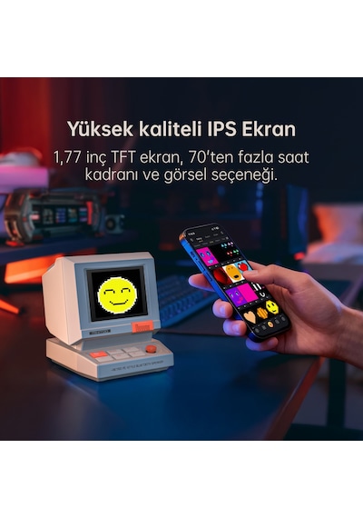 Divoom Minitoo Bluetooth Hoparlör, Kablosuz, Piksel Ekranlı Retro Taşınabilir Ses Bombası, Beyaz