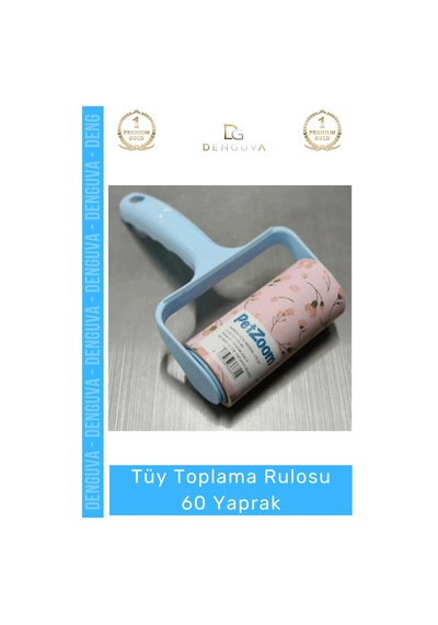 Tüyrulosu Pratik Yapışkanlı Kedi Köpek Tiftik Toz Temizleyici Aparatı Tüy Toplama Rulosu 60 Yaprak