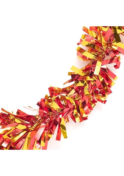 Kırmızı Altın Renk 6 Cm Genişlik Garland Çift Renk Sim Süs 180 Cm