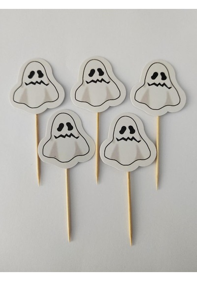 30 Adet Dekoratif Karton Hayalet Cadılar Bayramı Kürdanı 6,5 Cm - Halloween