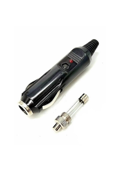 12v Oto Araç Çakmak Fiş Erkek Sigortalı Ledli Kablo Tip - Demonte