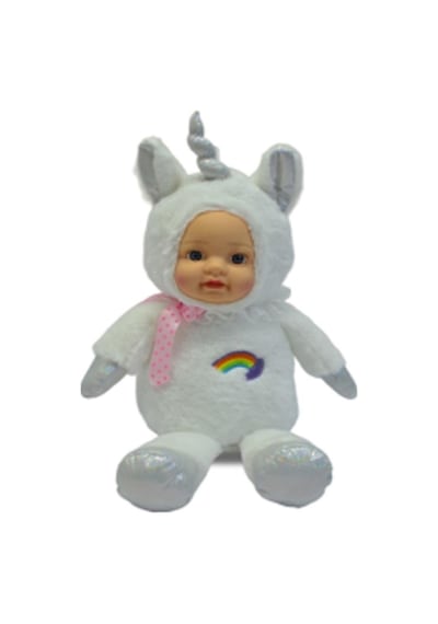Bebek Yüzlü Sevimli Unicorn Peluş Oyuncak 35 Cm Beyaz Beyaz