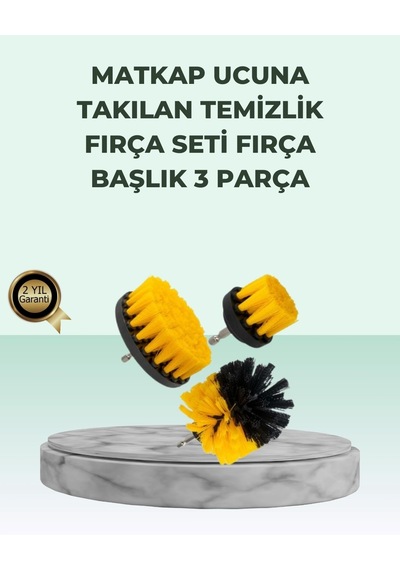 Matkap Uyumlu Temizlik Fırçası Seti 3 Lü Çok Amaçlı