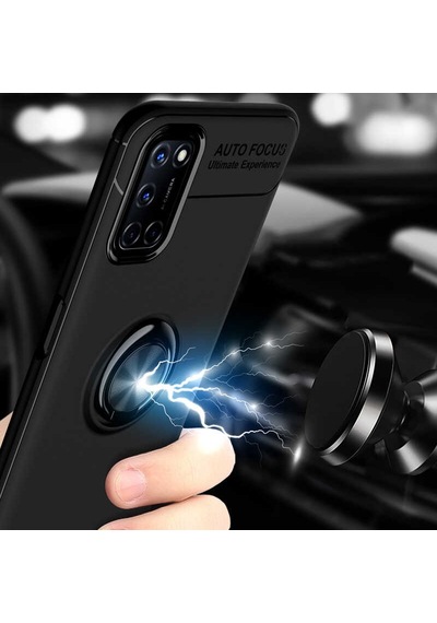 Oppo Reno A72 Kılıf Zore Ravel Silikon Kapak Siyah-Kırmızı