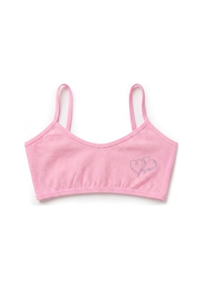 Öts Kız Çocuk 3 Lü Pamuklu Büstiyer Taş Baskılı Pedsiz Ergonomik Toparlayıcı 6122-3 Pembe