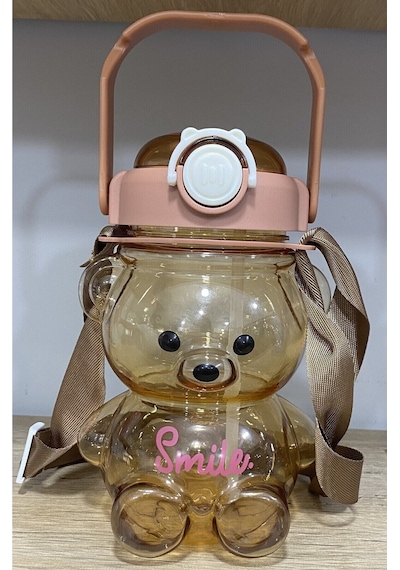 Smile Ayıcıklı 1000 Ml Matara Su Şişesi Bpa Içermez Turuncu Plastik Diğer