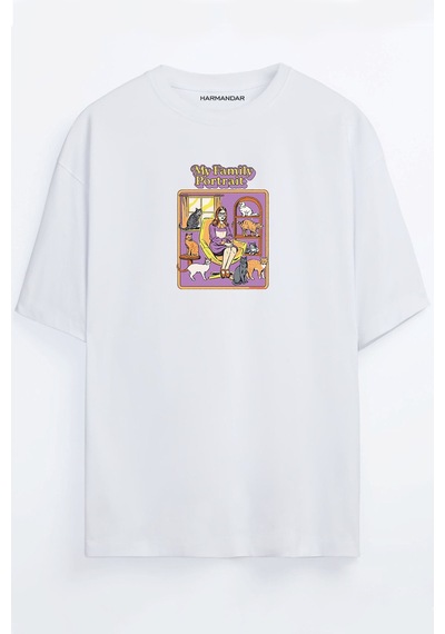 My Family Portrait - Aile Tablosu Siyah - Beyaz Oversize T-shirt Beyaz