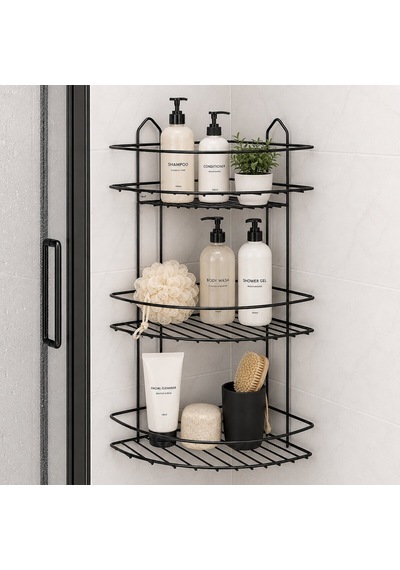 İbico K13-011 Banyo Köşelik Ve Duşakabin Rafı 3 Katlı Üçgen - Siyah Metal- 12'li Paket Diğer