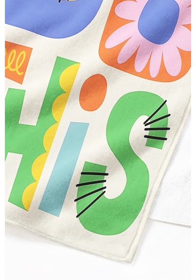 Yazılı Modern Tipografik Plaj Havlusu - Renkli Retro Pop Art Hızlı Kuruyan Mikrofiber Havlu Ayaz Yasemin