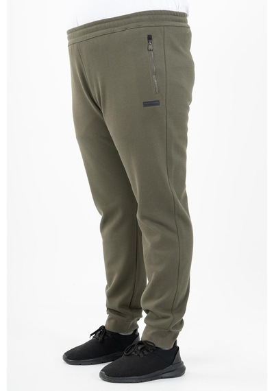 Maraton Sportswear Büyük Beden Erkek Ribana Paça Basic Açık Haki Eşofman Altı 22343-Açık Haki