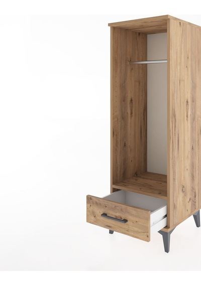 Hyperion Dolap Tek Raflı Tek Çekmeceli Tek Askılı 44x44x134 Çam-çam Atlas Çam