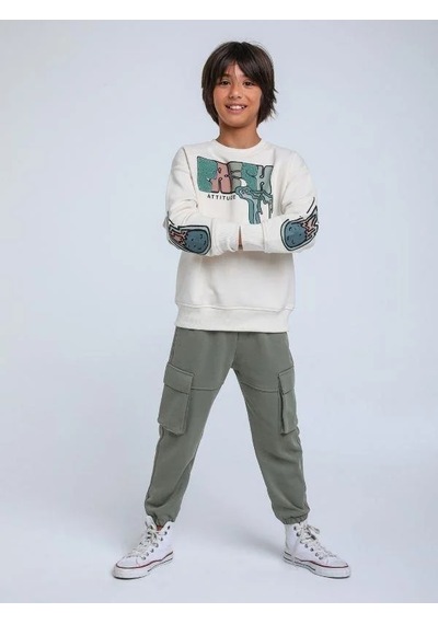 Jack Lions Erkek Çocuk Fresh Dokulu İnce Şardonlu 3 İplik Sweatshirt-14257 Krem