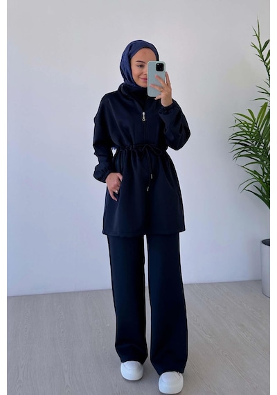Kahijab Tasarım Yaka Scuba Takım - Lacivert Lacivert