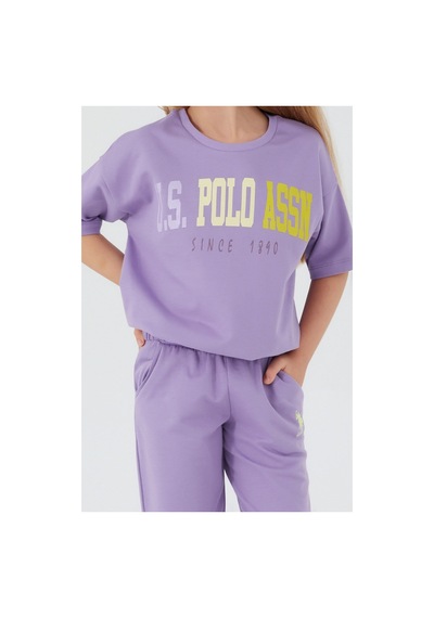 U.s. Polo Assn. Sea Blue Kırık Beyaz Kız Çocuk Kısa Kol Pijama Takım Lavanta