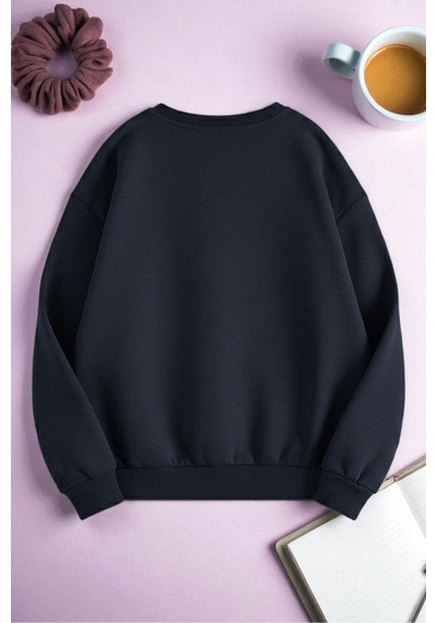 Uyguntarz Unisex Fantastic Baskılı Oversize Sweatshirt Lacivert