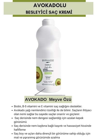 Byphasse Family Fresh Avokado Özlü Besleyici Saç Kremi 400 ML