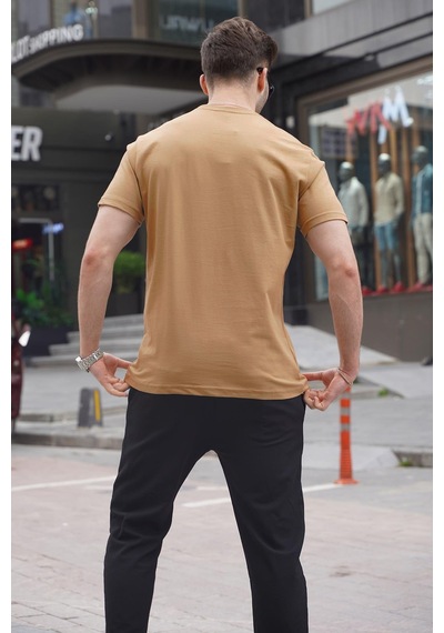 Madmext Vizon Regular Fit Basic Erkek Tişört 6131 Vizon