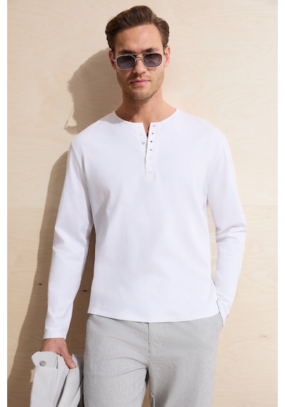 Grımelange Bohınj Erkek Yumuşak Ve Organik Pamuklu Hakim Yaka Düğmeli Uzun Kollu Beyaz T-shirt Beyaz Grımelange Bohınj Erkek Yumuşak Ve Organik Pamuklu Hakim Yaka Düğmeli Uzun Kollu Beyaz T-shirt Beyaz